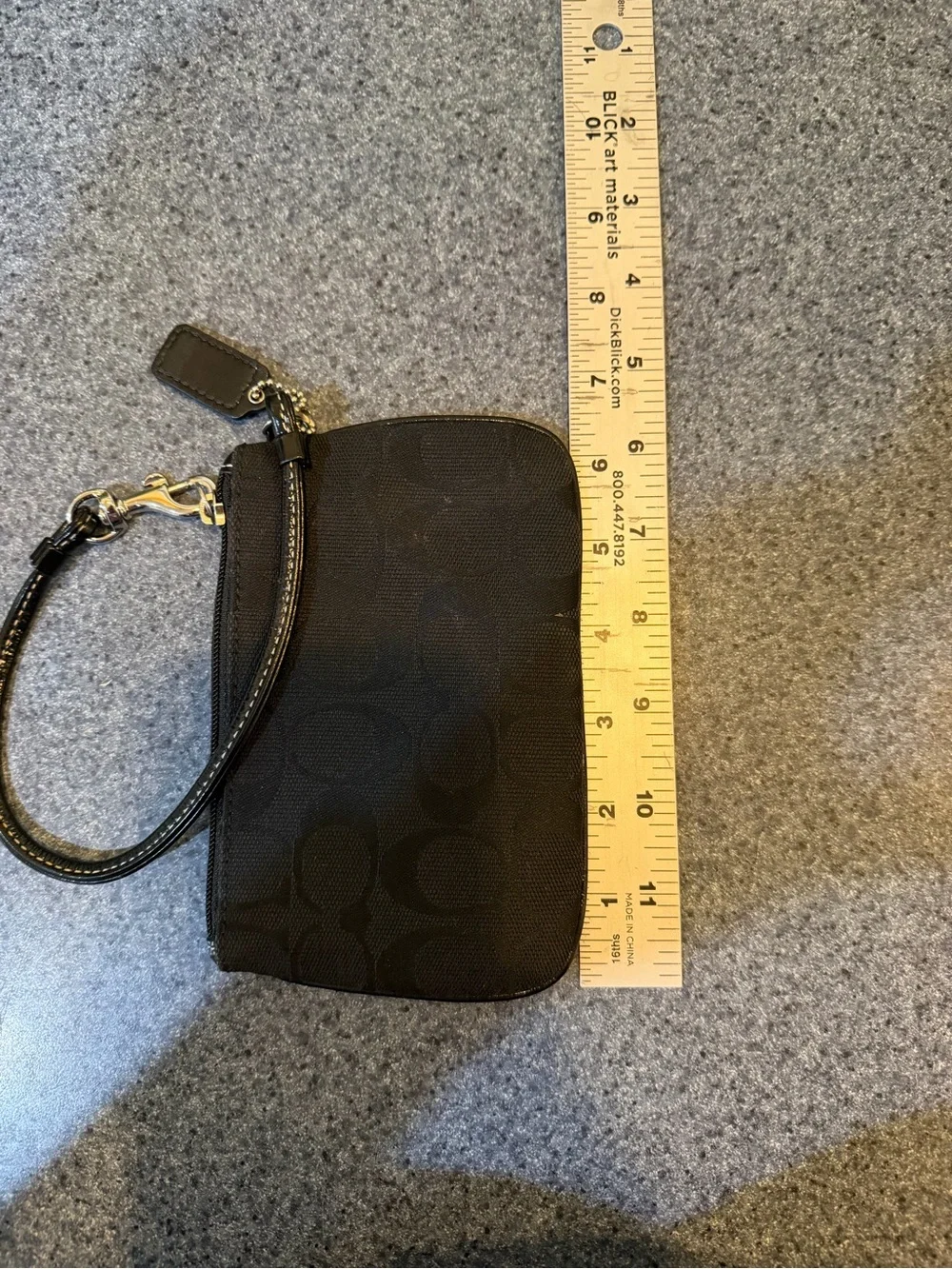 Coach Black Signature Jacquard Wristlet with Gold Hardware